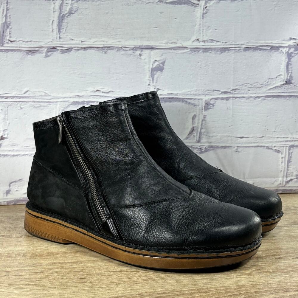 Naot Spello Black Leather Double Zip Ankle Boots Women's EU 41 US 10